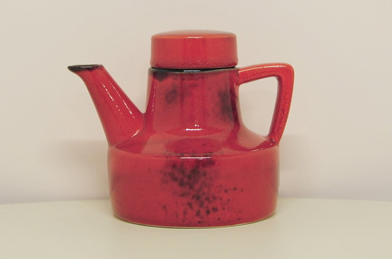 Image 1 of red West Germany teapot