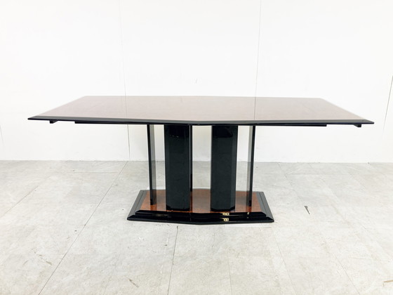 Image 1 of Paul Michel extendable burl wood dining table