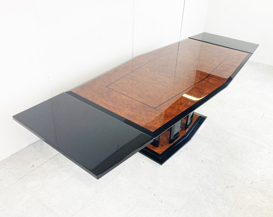 Image 1 of Paul Michel extendable burl wood dining table