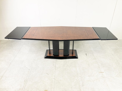 Paul Michel extendable burl wood dining table