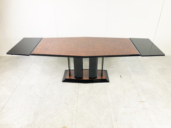 Image 1 of Paul Michel extendable burl wood dining table