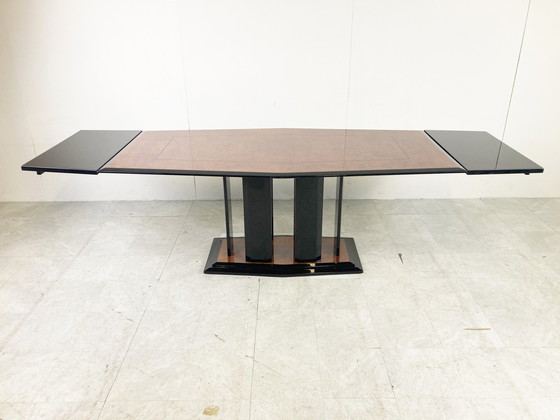 Image 1 of Paul Michel extendable burl wood dining table