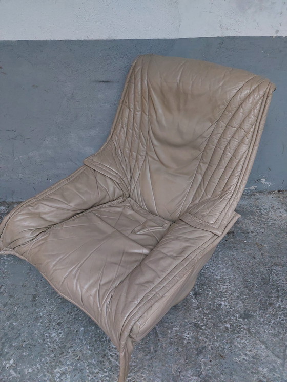 Image 1 of Vintage mouse gray leather chair