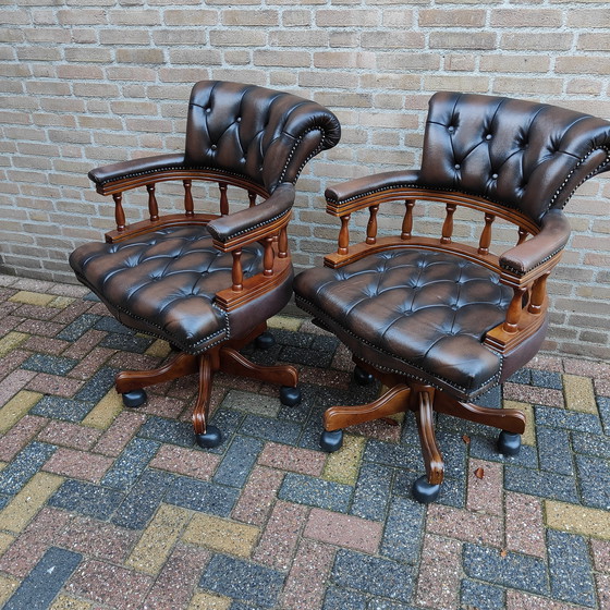 Image 1 of 2 Captains chesterfield swivel brown flawless