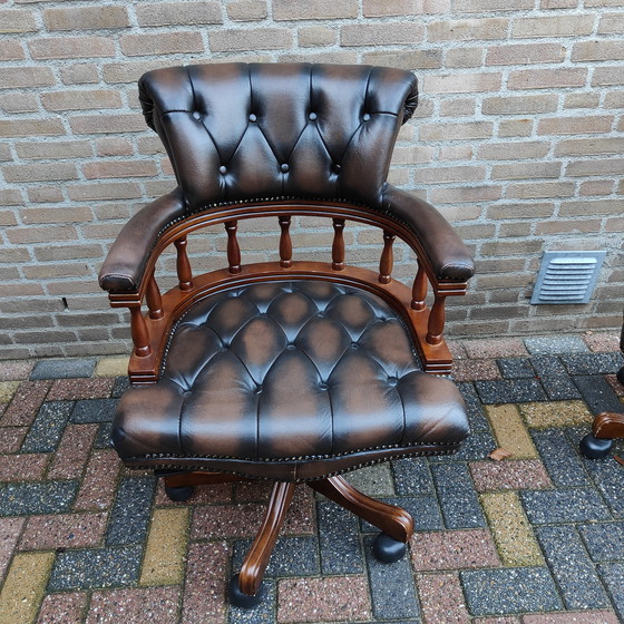 Image 1 of 2 Captains chesterfield swivel brown flawless