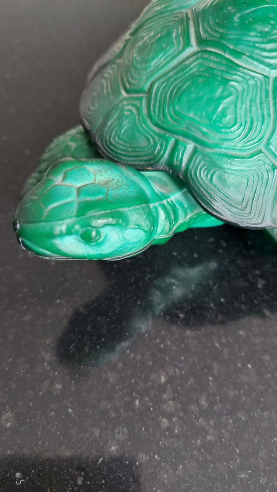 Image 1 of Bohemian Schlevogt, Petrucci Malachite Glass Turtle Trinket Dish