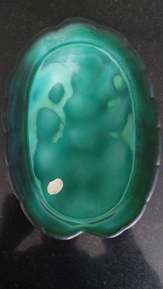 Image 1 of Bohemian Schlevogt, Petrucci Malachite Glass Turtle Trinket Dish