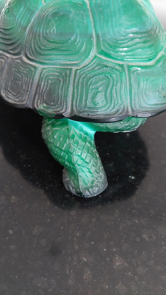 Image 1 of Bohemian Schlevogt, Petrucci Malachite Glass Turtle Trinket Dish