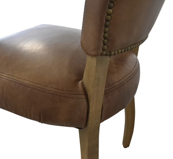 Image 1 of 8x Restoration Hardware leather dining chairs