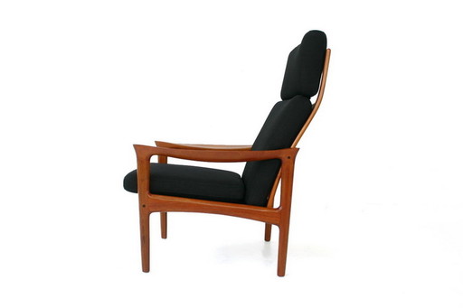 Glostrup Mid-Century Danish Teak Lounge Chair attributed to Illum Wikkelso, new cover, new straps