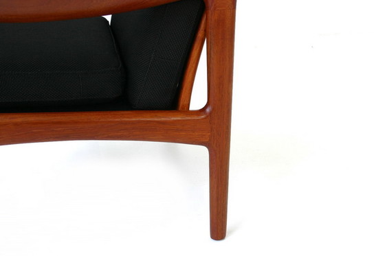 Image 1 of Glostrup Mid-Century Danish Teak Lounge Chair attributed to Illum Wikkelso, new cover, new straps