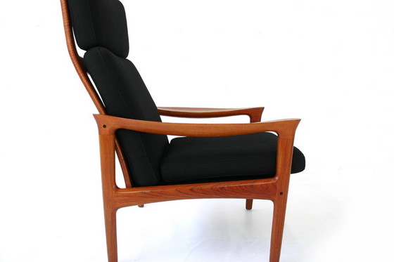 Image 1 of Glostrup Mid-Century Danish Teak Lounge Chair attributed to Illum Wikkelso, new cover, new straps