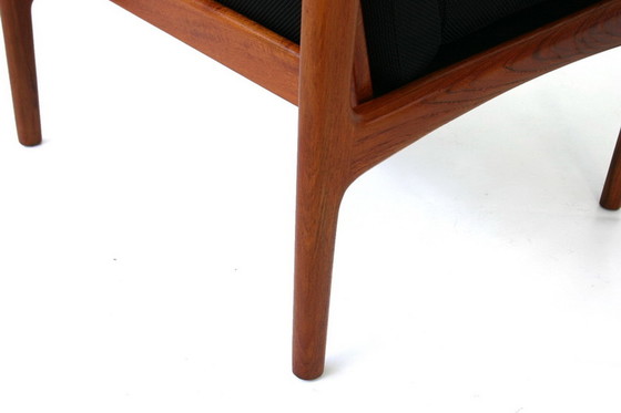 Image 1 of Glostrup Mid-Centtury Danish Teak Lounge Chair attribuee a Illum Wikkelso, new cover, new straps