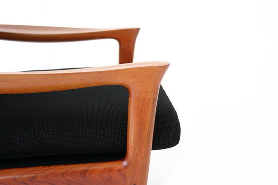 Image 1 of Glostrup Mid-Century Danish Teak Lounge Chair attributed to Illum Wikkelso, new cover, new straps