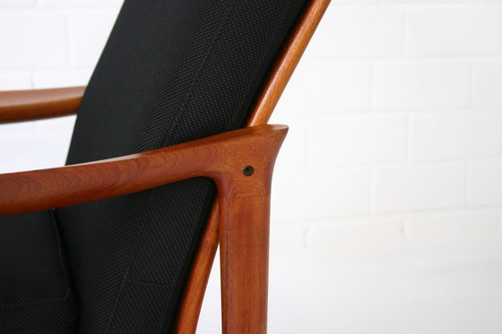 Image 1 of Glostrup Mid-Centtury Danish Teak Lounge Chair attribuee a Illum Wikkelso, new cover, new straps