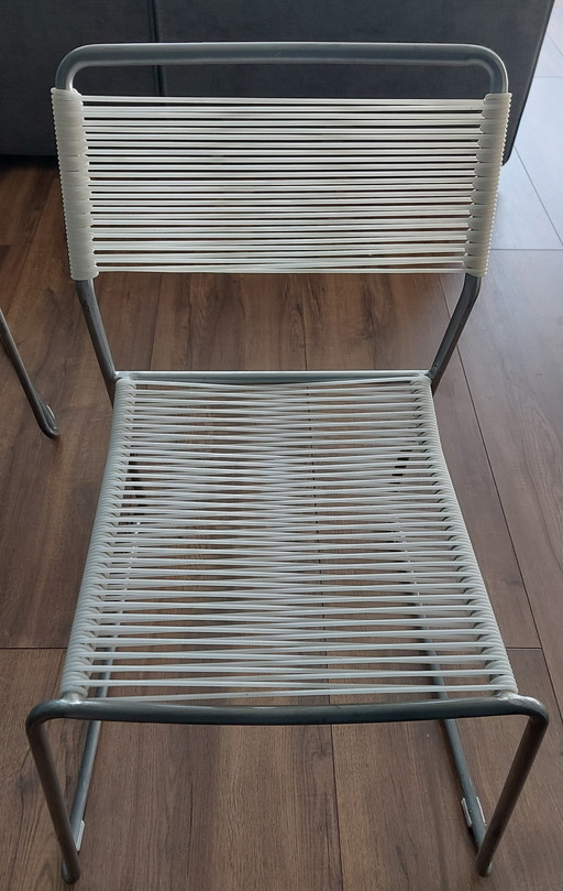 3x Lisa Norinder White Spaghetti chairs from the 1990s