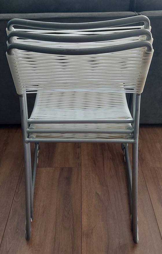 Image 1 of 3x Lisa Norinder White Spaghetti chairs from the 1990s