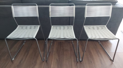 3x Lisa Norinder White Spaghetti chairs from the 1990s