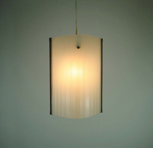 danish modern pendant lamp teak textured glass 1950s