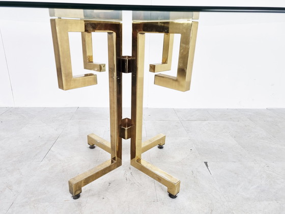 Image 1 of Table de salle à manger géométrique vintage en laiton, 1970