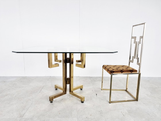 Image 1 of Table de salle à manger géométrique vintage en laiton, 1970