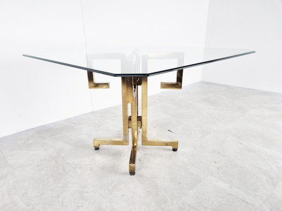 Image 1 of Table de salle à manger géométrique vintage en laiton, 1970