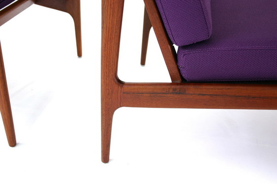 Image 1 of 2x Ib Kofod-Larsen for Selig, Mid Century Danish Teak Lounge Chair / Armchair, new cushions, new cover