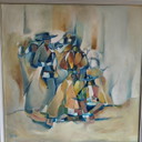 DIC Zandbergen orgineel Schilderij De Straatmuzikanten Barcelona