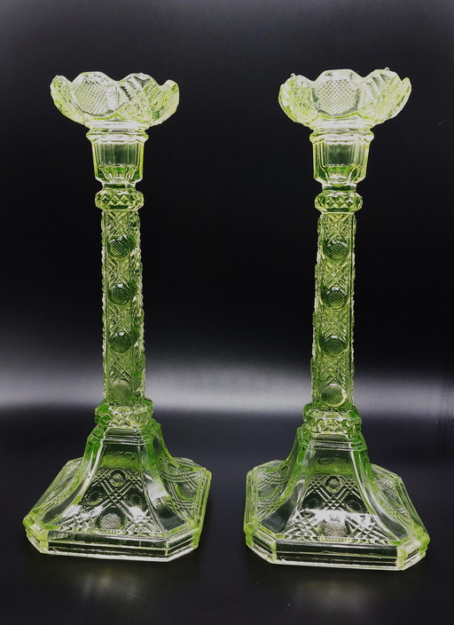 2x Art Deco candlesticks