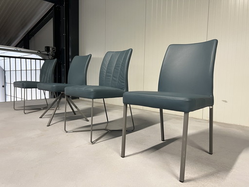 4 Bert plantagie Ultimo chairs blue leather