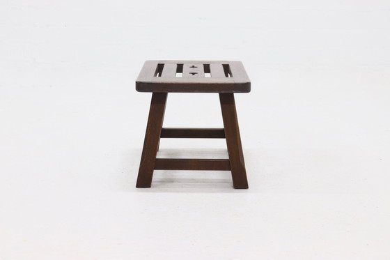 Image 1 of Brutalist Solid Oak Side Table or Coffee Table 1960s