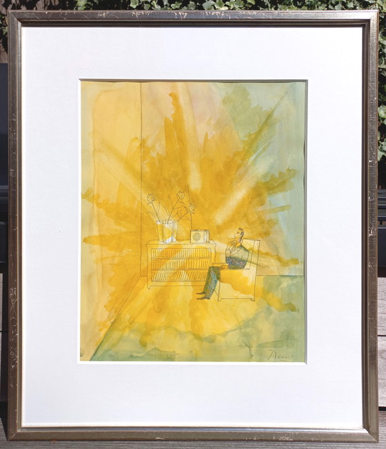 Image 1 of Benoit Van Innis - Une soirée détente, mixed media on paper