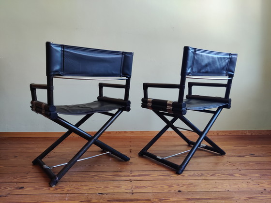 Image 1 of 4 x vintage director's chairs X-Chair by McGuire, 50s