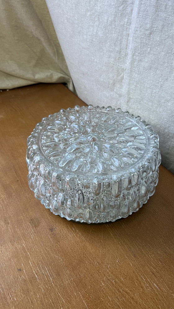 Image 1 of mid century round ceiling or wall lamp, Glashutte Limburg