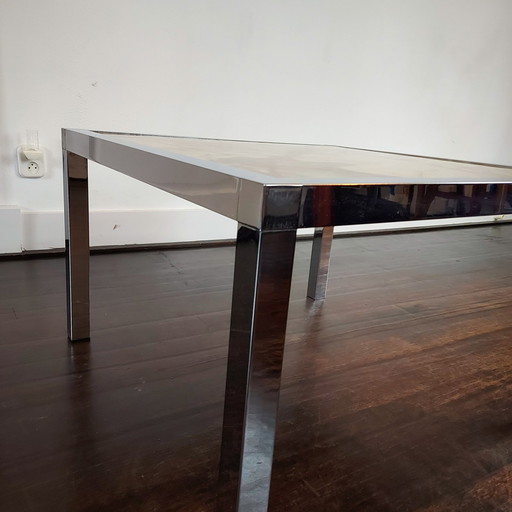 Chrome with natural stone. Onyx coffee table / side table