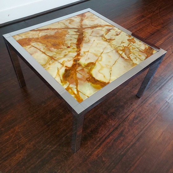 Image 1 of Chrome avec ntuursteen. Table basse / table d'appoint Onyx