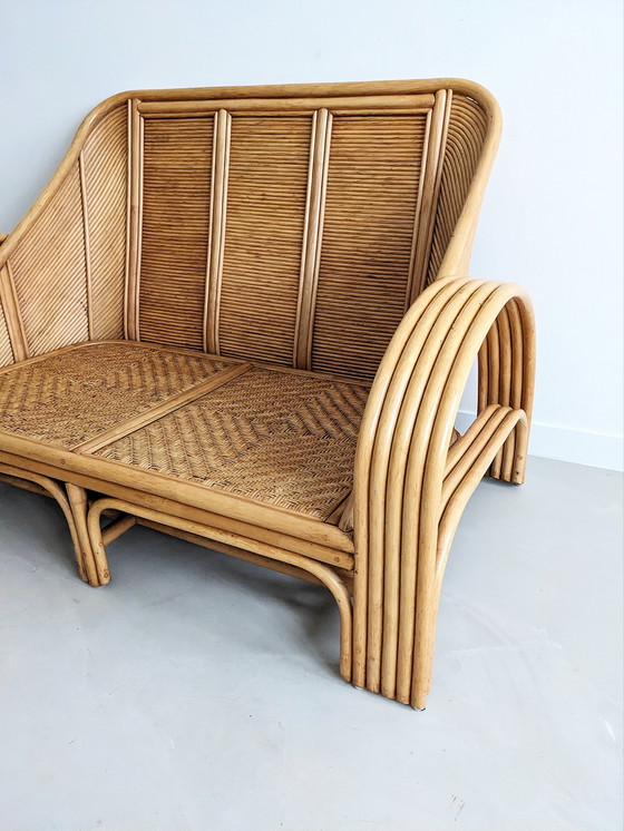 Image 1 of Vintage rattan loveseat