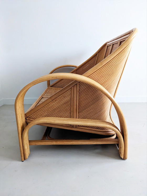 Image 1 of Vintage rattan loveseat