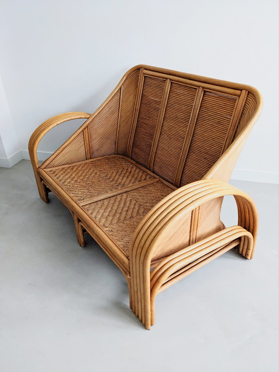Image 1 of Vintage rattan loveseat
