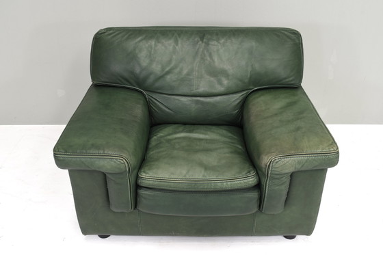 Image 1 of Roche Bobois Lounge Armchair in Green Patinated Leather – circa 1970