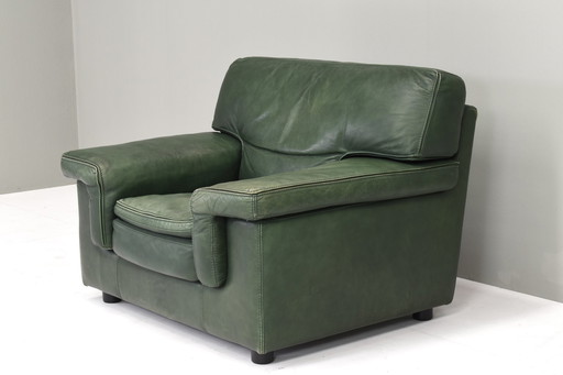 Roche Bobois Lounge Armchair in Green Patinated Leather – circa 1970