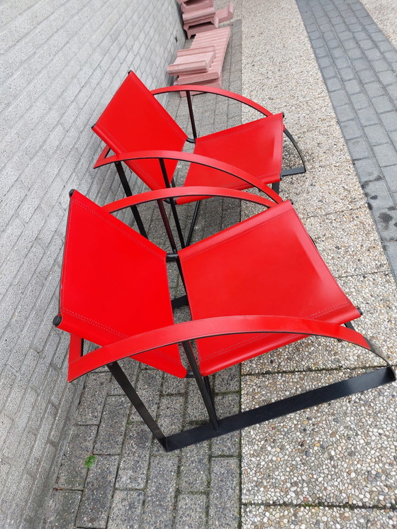 Image 1 of 2 x Chaises vintage en cuir rouge