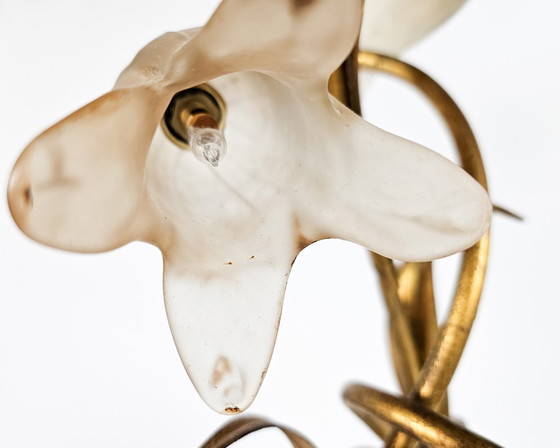 Image 1 of LS Italy - Vintage - gilded brass - Hollywood Regency style - tulips - table lamp - 1980's