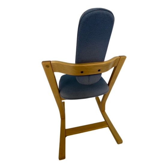 Image 1 of Peter Opsvik - Varier - Pendulum - Ergonomically shaped Rocking chair - Light oak and blue upholstery