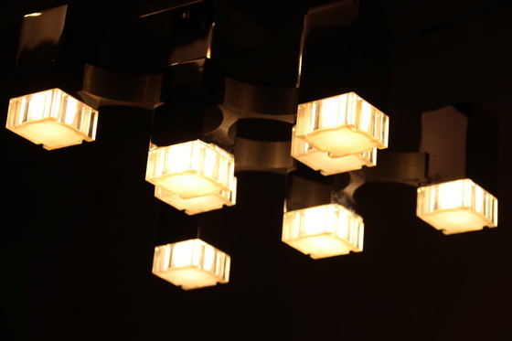 Image 1 of Ceiling lamp 'Cubic' with 8 light units by Gaetano Sciolari for Sciolari - Italy - 1970's