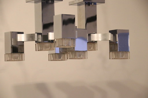 Ceiling lamp 'Cubic' with 8 light units by Gaetano Sciolari for Sciolari - Italy - 1970's