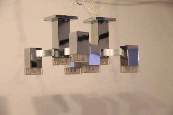 Image 1 of Ceiling lamp 'Cubic' with 8 light units by Gaetano Sciolari for Sciolari - Italy - 1970's