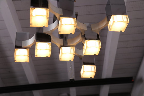 Image 1 of Ceiling lamp 'Cubic' with 8 light units by Gaetano Sciolari for Sciolari - Italy - 1970's