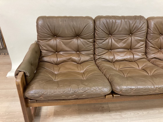 Image 1 of Pastoe | 3 seater brown leather sofa | Ekstrom - 1960s