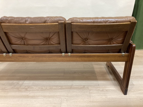 Image 1 of Pastoe | 3 seater brown leather sofa | Ekstrom - 1960s